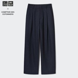NWT) UNIQLO Jersey brushed pleated wide pants size S Navy